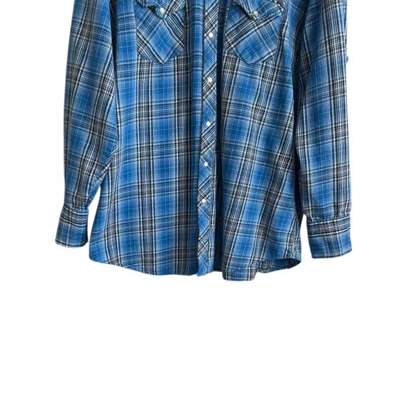 Vintage Wrangler Mens Shirt‎ Flannel Plaid Pearl Snap Cowboy Western Rodeo Ranch - Picture 8 of 9